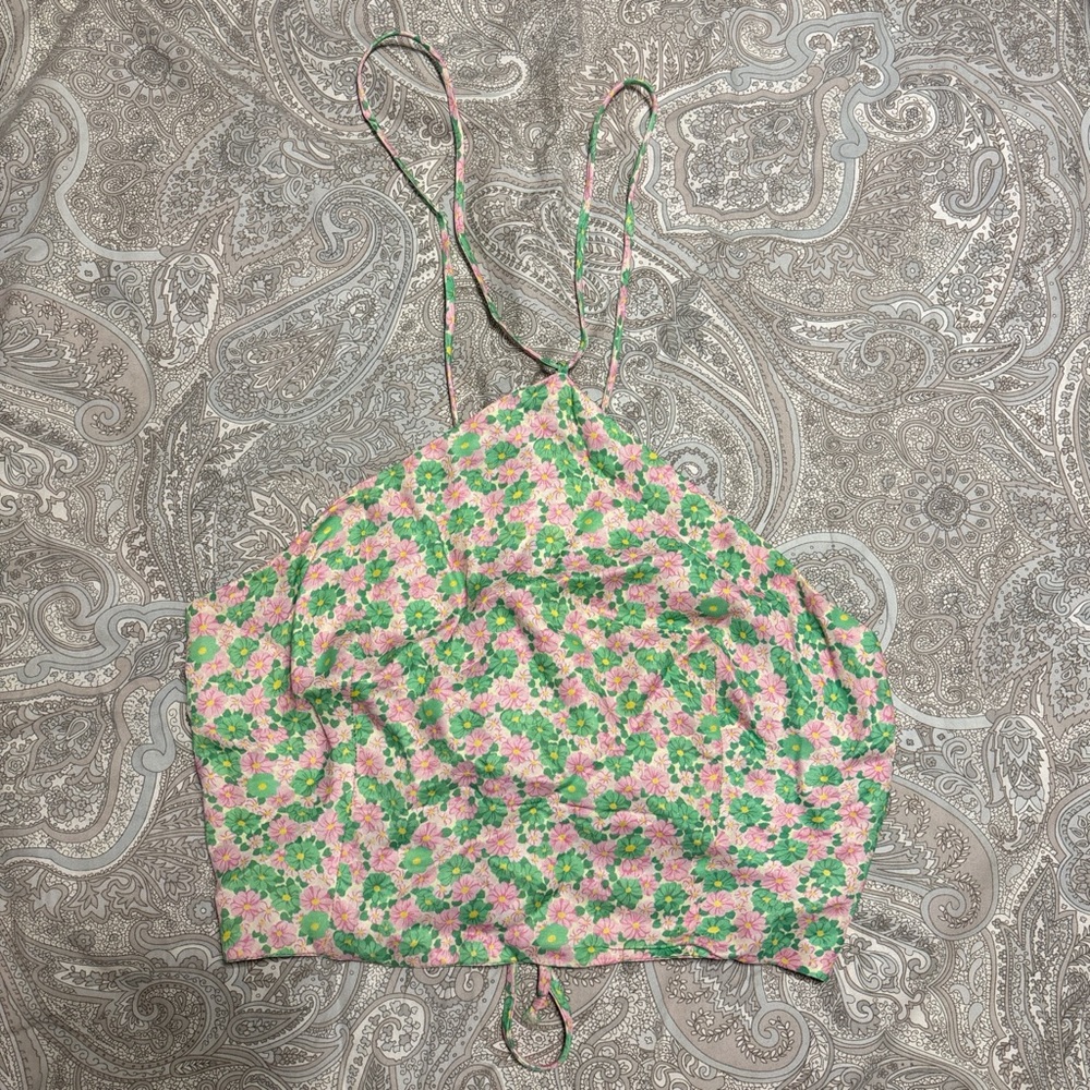 Floral Pink and Green Women's Top